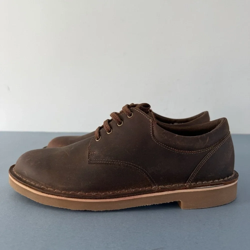 Clarks Bushacre 3 Lo Beeswax Leather‎ Brown Oxfords Lace Up Mens Shoes